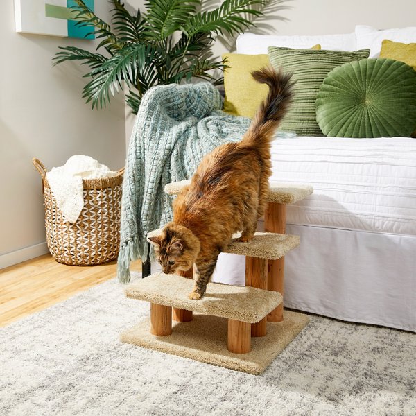 Frisco 20-in 3-Step Real Carpet Wooden Cat Steps, Beige slide 1 of 4