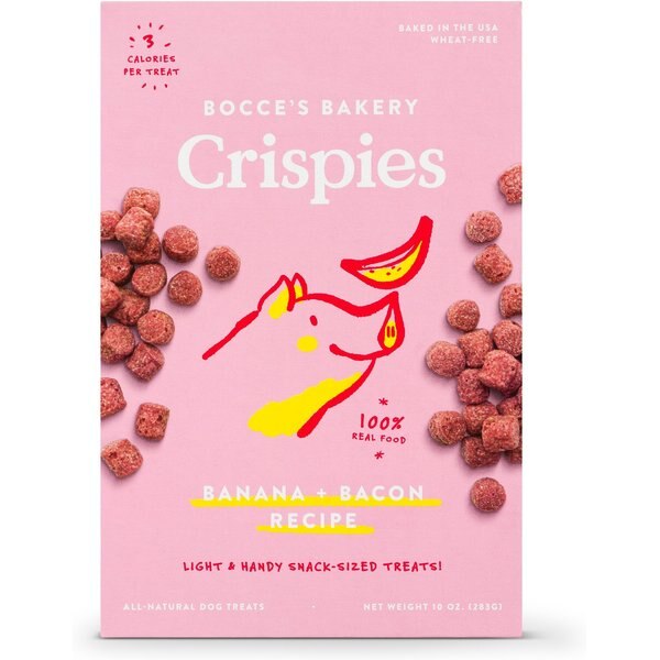 Bocce's Bakery Crispies Banana & Bacon Recipe Dog Treats, 10-oz box