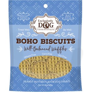 Exclusively Dog Boho Biscuits Well-Balanced Waffles Peanut Butter Flavor Dog Treats, 8-oz bag