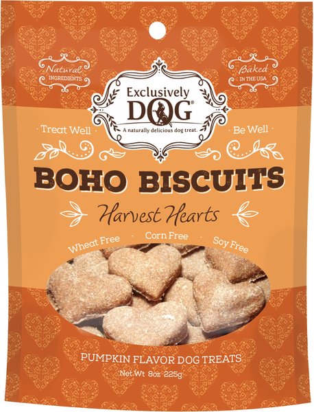 Exclusively Dog Boho Biscuits Harvest Hearts Pumpkin Flavor Dog Treats, 8-oz bag slide 1 of 6