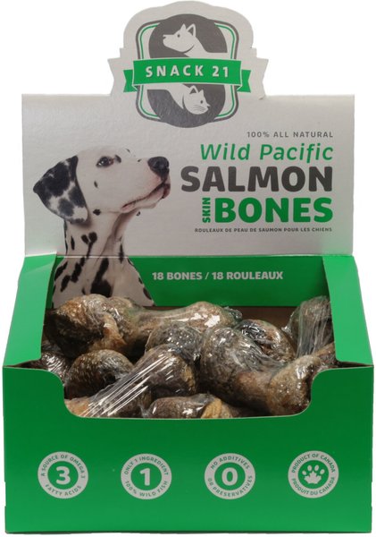 Snack 21 Treats Wild Pacific Salmon Skin Bones Dog Treats, 18 count slide 1 of 2