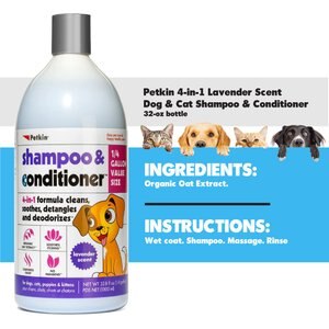 Petkin 4-in-1 Lavender Scent Dog & Cat Shampoo & Conditioner, 32-oz bottle