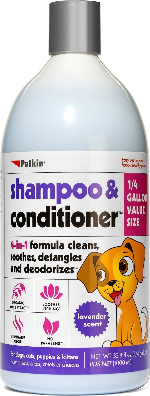 PETKIN 4in1 Lavender Scent Dog & Cat Shampoo & Conditioner, 32oz