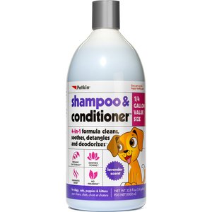 Petkin 4-in-1 Lavender Scent Dog & Cat Shampoo & Conditioner, 32-oz bottle