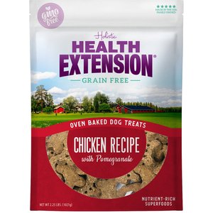 Health Extension Grain-Free Oven Baked Chicken Recipe with Pomegranate Dog Treats, 2.25-lb bag