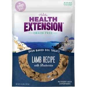 Health Extension Grain-Free Oven Baked Lamb Recipe with Blueberries Dog Treats, 6-oz bag