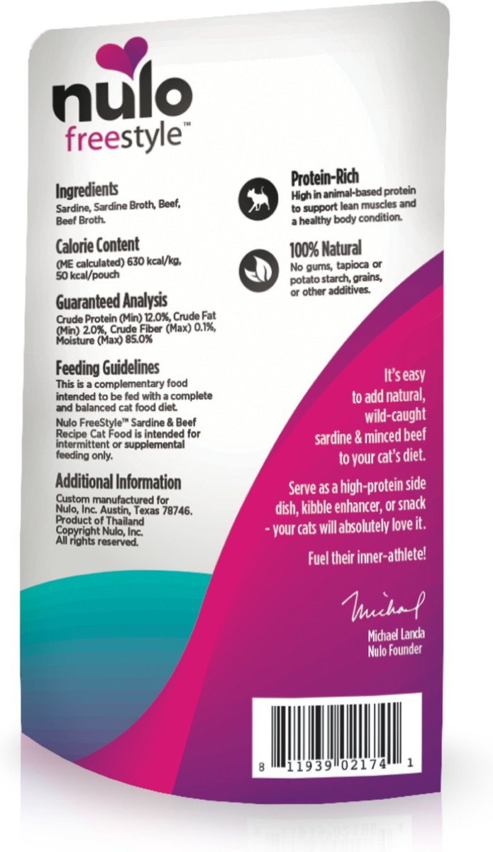 NULO FreeStyle Sardine & Beef in Broth Cat Food Topper, 2.8oz, case of