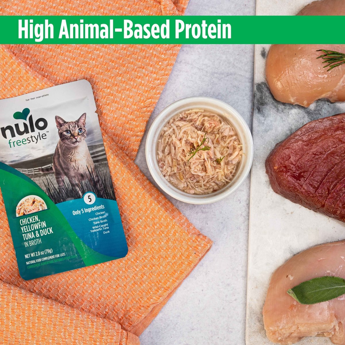 NULO FreeStyle Chicken, Yellowfin Tuna & Duck in Broth Cat Food Topper