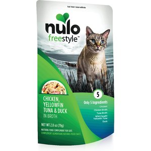 Nulo FreeStyle Chicken, Yellowfin Tuna & Duck in Broth Cat Food Topper, 2.8-oz, case of 24