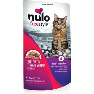 Nulo FreeStyle Yellowfin Tuna & Shrimp in Broth Cat Food Topper, 2.8-oz, case of 24