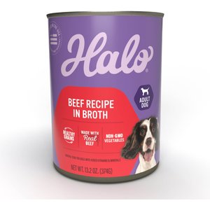 Halo Holistic Beef Recipe in Broth Adult Wet Dog Food, 13.2-oz, case of 6