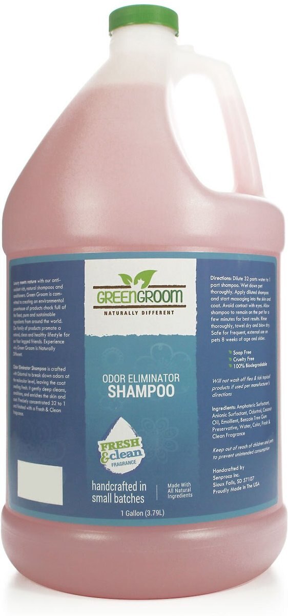 GREEN GROOM Odor Eliminator Dog & Cat Shampoo, 1gal bottle