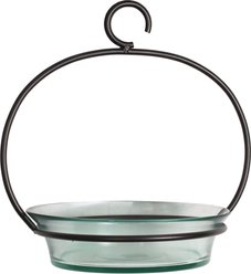 Mosaic Birds Cuban Hanging Bird Bath & Feeder, 20-oz, Clear