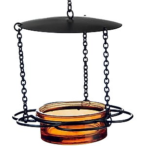 Mosaic Birds Floral Hanging Bird Feeder, 3.4-oz, Orange