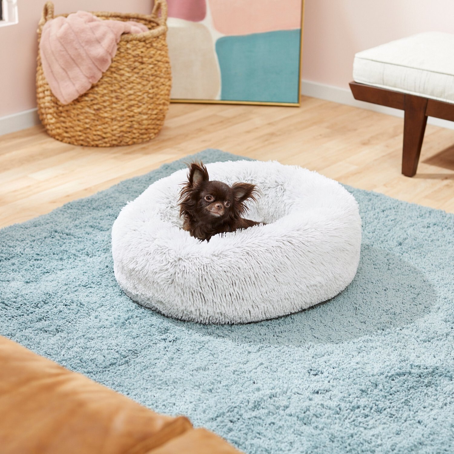 FRISCO Eyelash Cat & Dog Bolster Bed, Silver, Small