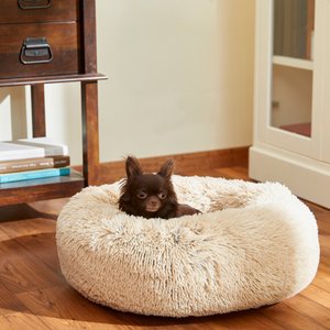 Frisco Eyelash Cat & Dog Bolster Bed, Sand, Small