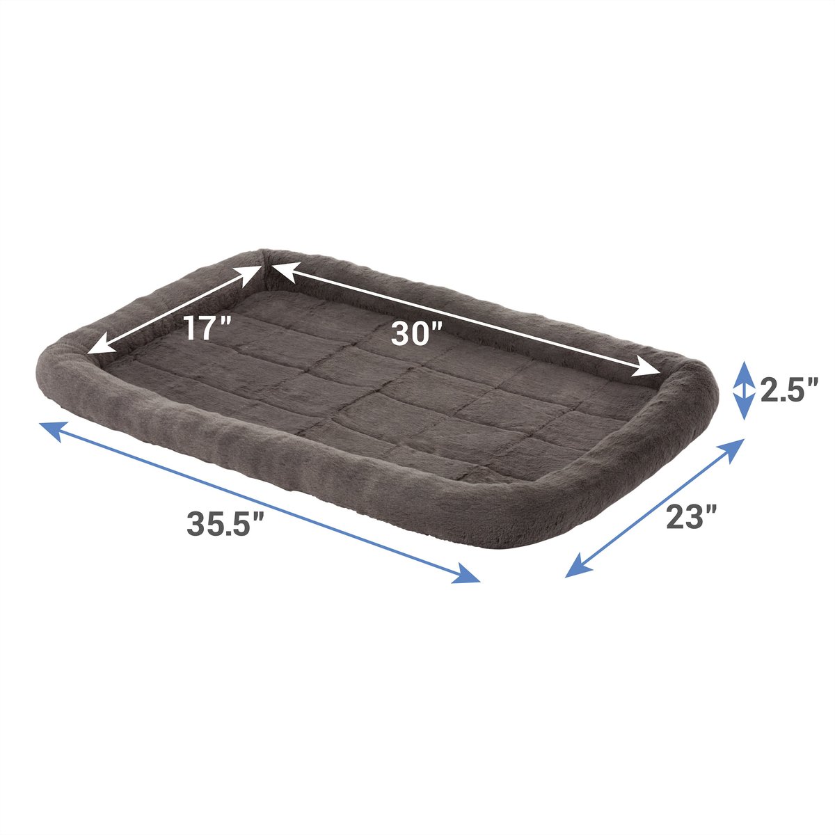 FRISCO Quilted Plush Dog Crate Mat, Gray, 36in