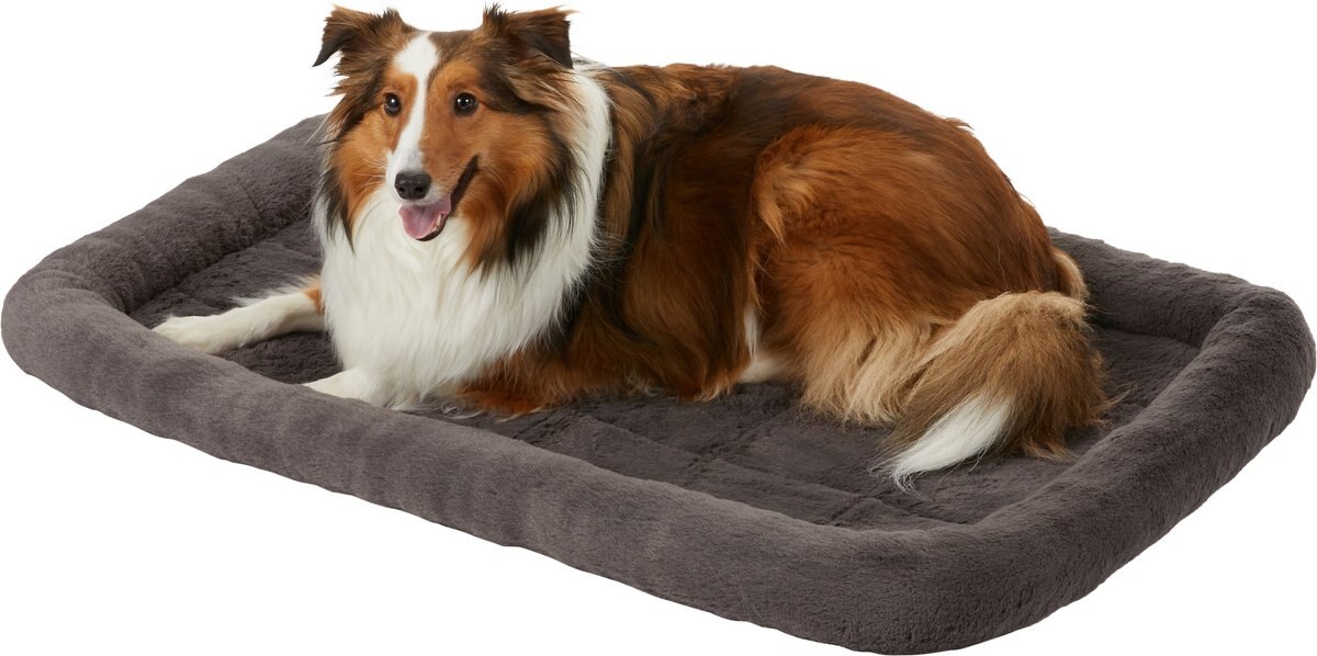 FRISCO Quilted Plush Dog Crate Mat, Gray, 36in