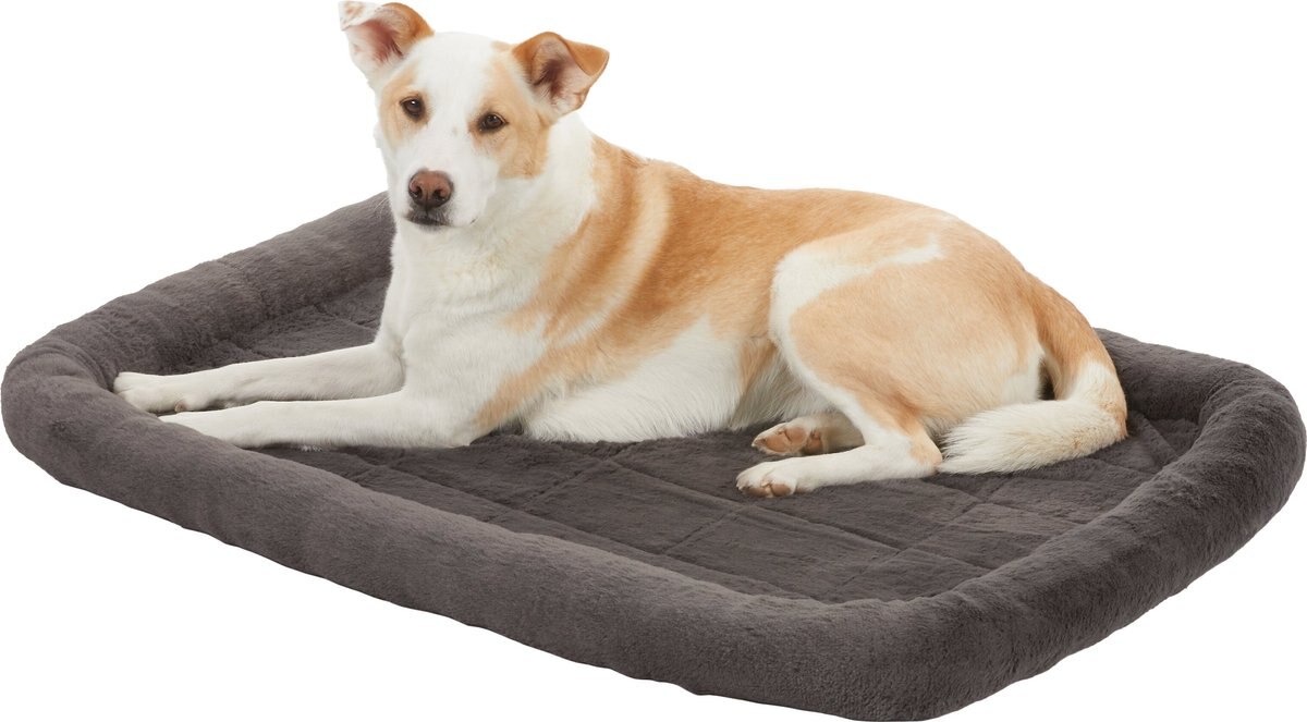 FRISCO Quilted Plush Dog Crate Mat, Gray, 42in