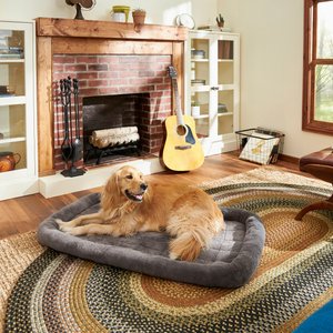Frisco Quilted Plush Dog Crate Mat, Gray, 48-in