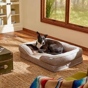 Frisco Plush Orthopedic Front Bolster Cat & Dog Bed w/Removable Cover, Beige, Large