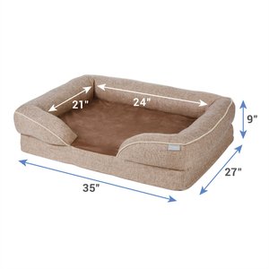 Frisco Plush Orthopedic Front Bolster Cat & Dog Bed w/Removable Cover, Beige, Large