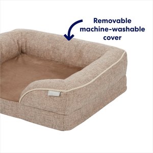 Frisco Plush Orthopedic Front Bolster Cat & Dog Bed w/Removable Cover, Beige, Large