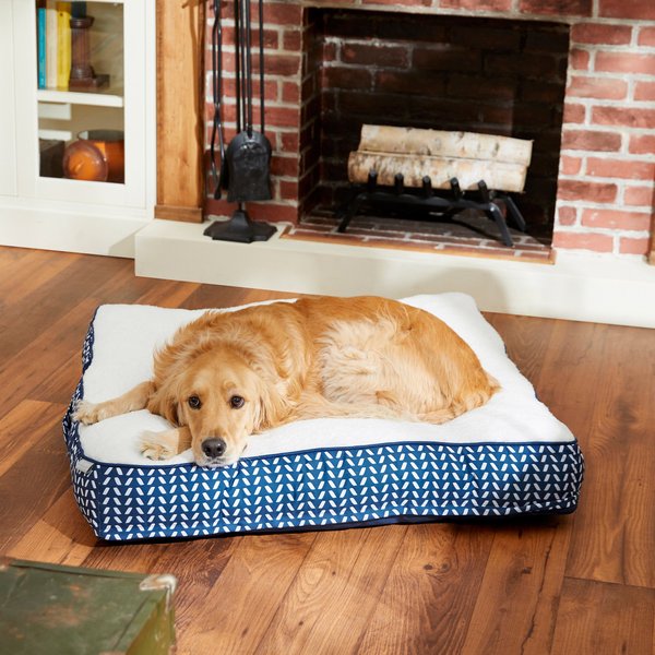 Frisco Tufted Square Orthopedic Pillow Cat & Dog Bed w/Removable Cover, Navy Herringbone, Large slide 1 of 9