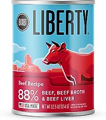 BIXBI Liberty Limited Ingredient Beef Recipe Canned Dog Food, 12.5-oz can, case of 12
