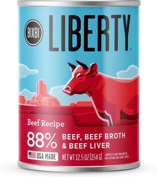 BIXBI Liberty Limited Ingredient Beef Recipe Canned Dog Food, 12.5-oz can, case of 12 slide 1 of 2