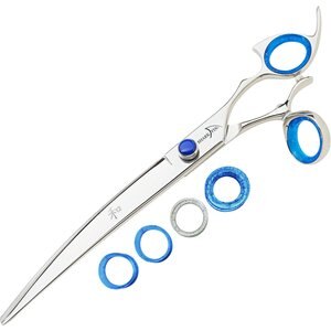 Shark Fin Right Silver Swivel Stainless Steel Curve Dog Shears, 7-in