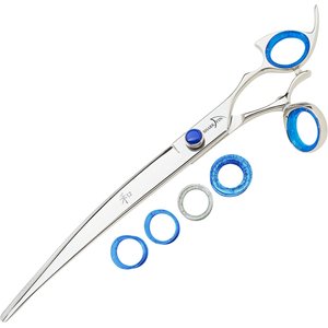 Shark Fin Right Silver Swivel Stainless Steel Curve Dog Shears, 9-in