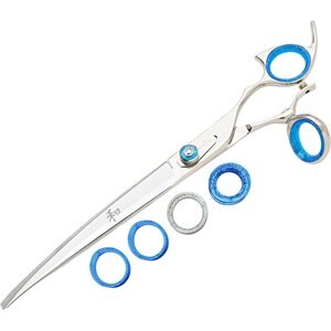 Shark Fin Right Gold Swivel Stainless Steel Curve Dog Shears, 8-in