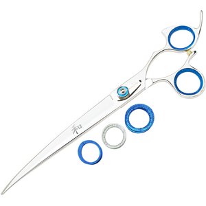 Shark Fin Right Gold Non-Swivel Stainless Steel Curve Dog Shears, 9-in