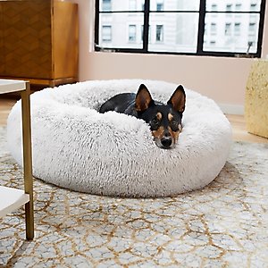 Frisco Eyelash Cat & Dog Bolster Bed, Silver, Large
