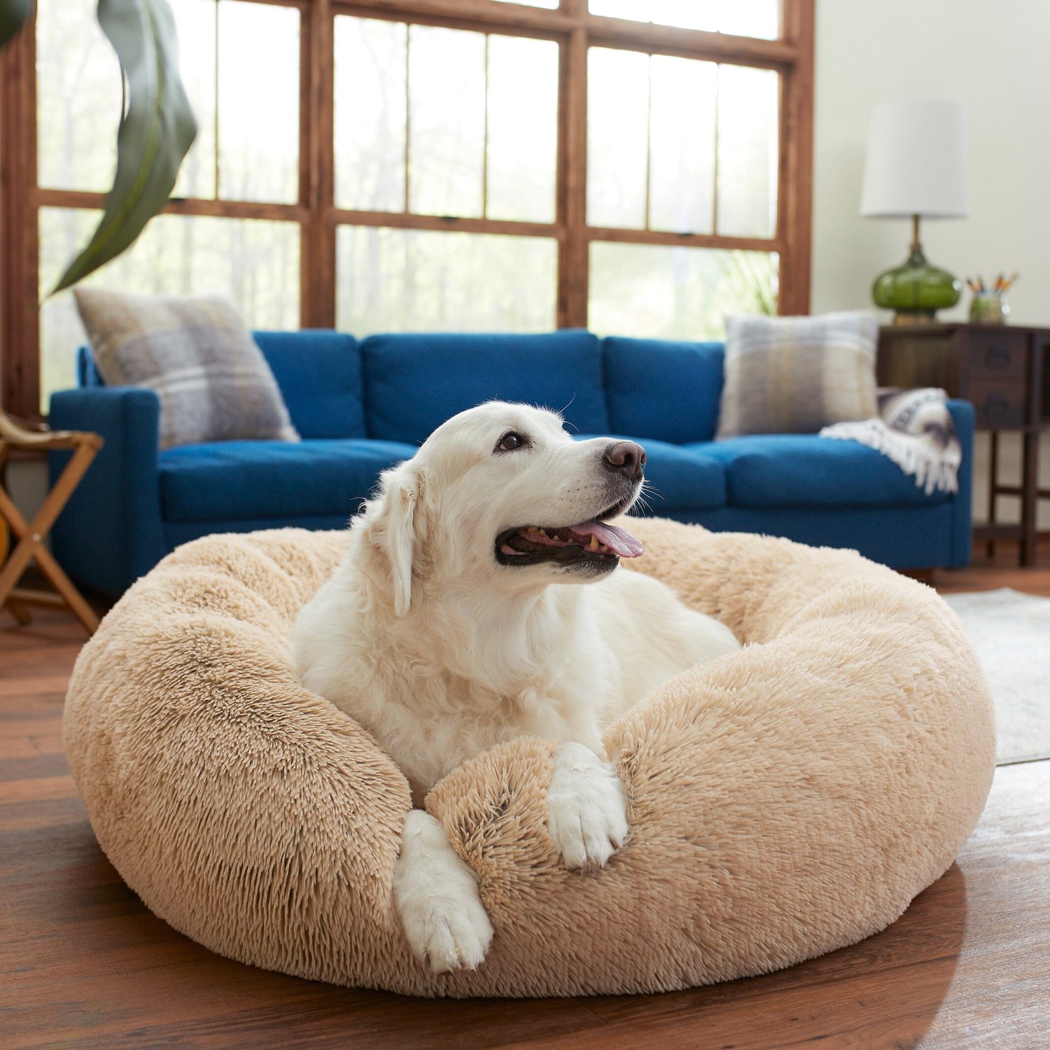 FRISCO Eyelash Cat & Dog Bolster Bed, XLarge, Sand
