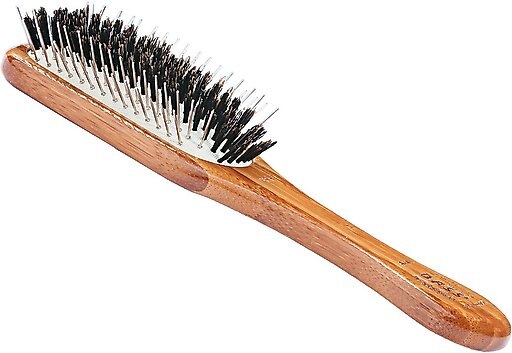Bass Brushes The Hybrid Dog & Cat Groomer Paddle Brush, Bamboo-Dark Finish, Medium