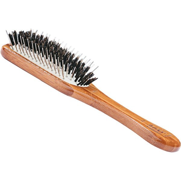 BASS BRUSHES Shine & Condition Soft Bristle Dog & Cat Brush, BambooDark Finish