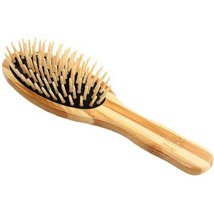 Bass Brushes The Green Pet Oval Brush, Bamboo-Stiped Finish, Small