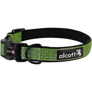 Alcott Adventure Polyester Reflective Dog Collar, Green, Large: 18 to 26-in neck