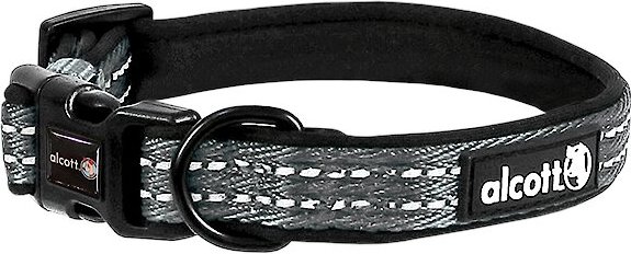 Alcott Adventure Polyester Reflective Dog Collar, Grey, Small: 10 to 14-in neck slide 1 of 2