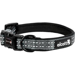 Alcott Adventure Polyester Reflective Dog Collar, Grey, Small: 10 to 14-in neck