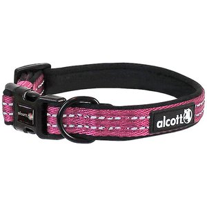 Alcott Adventure Polyester Reflective Dog Collar, Pink, Small: 10 to 14-in neck