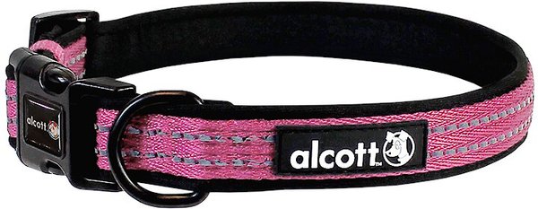 ALCOTT Adventure Polyester Reflective Dog Collar Pink Medium 14 to 20 in neck Chewy