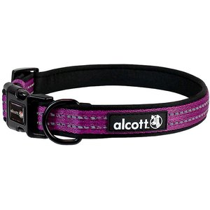 Alcott Adventure Polyester Reflective Dog Collar, Purple, Medium: 14 to 20-in neck