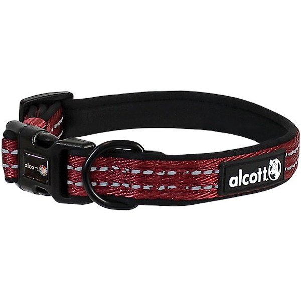 ALCOTT Adventure Polyester Reflective Dog Collar, Red, Small 10 to 14