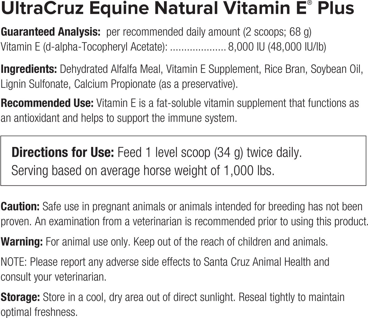 ULTRACRUZ Natural Vitamin E Plus Immune Support Pellets Horse