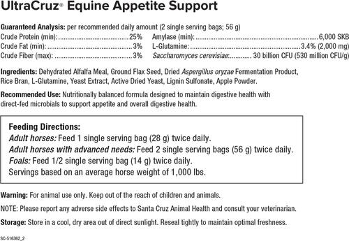Show full view: UltraCruz Appetite Support Pellets Horse Supplement, 60 Day Singles slide 4 of 4