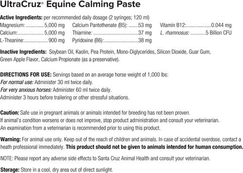 Show full view: UltraCruz Calming Paste Horse Supplement, 60-ml syringe slide 2 of 4