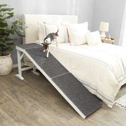 Frisco Deluxe Wooden Carpeted Cat & Dog Ramp, White
